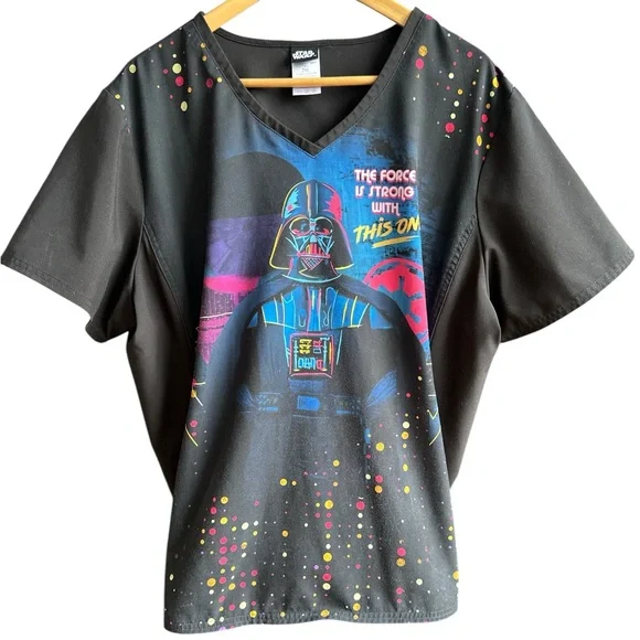 Star Wars Darth Vader Scrubs Scrub Medical Top Size 2XL - Picture 2 of 6